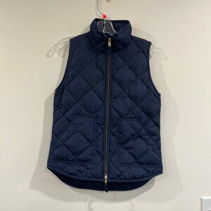J. Crew Puffer Vest Dark Navy Blue Quilted Size XS 60% Down 40% Waterfowl